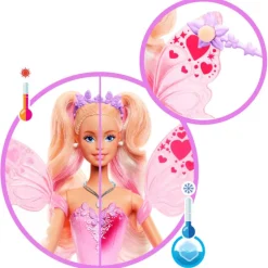 Barbie Color Change Muñeca Hada Rosa de Fantasía con Alas que Cambian de Color><noscript><img width=