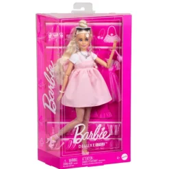Barbie Muñeca Deluxe Style Nº 3 con Vestido core en Rosa Pastel con Lazo Extragrande y Pelo Rubio> Muñecas