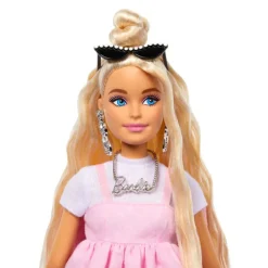 Barbie Muñeca Deluxe Style Nº 3 con Vestido core en Rosa Pastel con Lazo Extragrande y Pelo Rubio><noscript><img width=