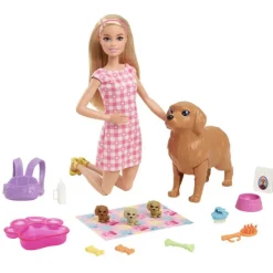 Barbie Muñeca Rubia Perritos Recién Nacidos> Muñecas