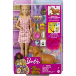 Barbie Muñeca Rubia Perritos Recién Nacidos> Muñecas