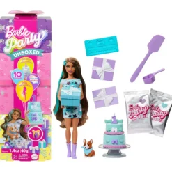 Barbie Party Unboxed Muñeca Azul con 10 Sorpresas> Muñecas