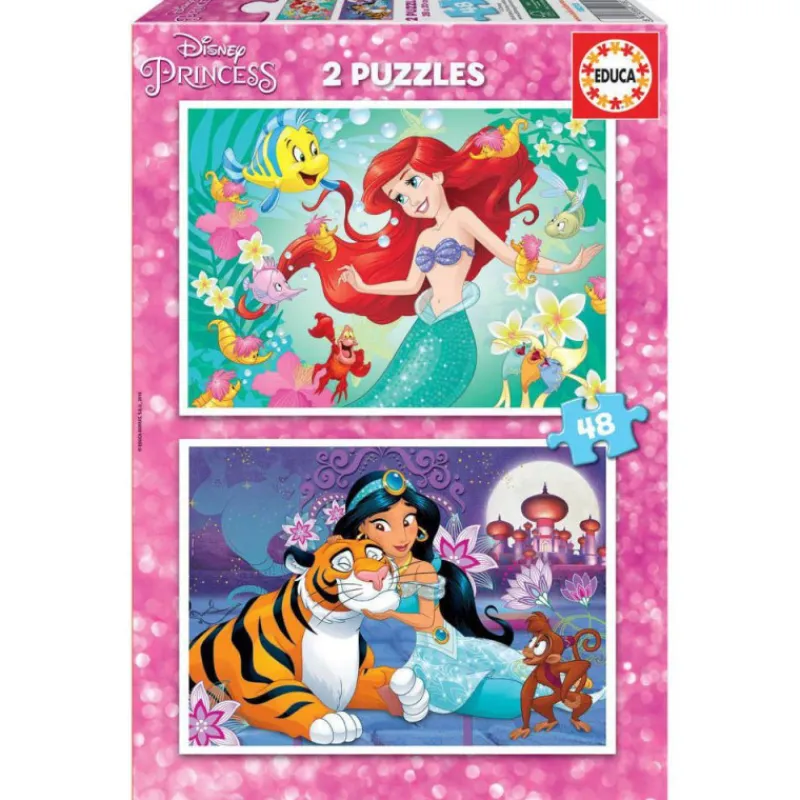 La sirenita Educa Puzzle 2 x 48 Piezas Disney Princess Ariel y Jasmine - 18213> Puzzles