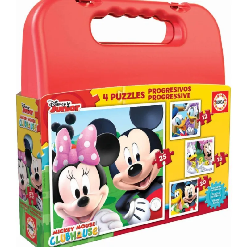 Disney Educa Puzzle Progresivo 12-16-20-25 Piezas Maleta Mickey Mouse - 16505> Puzzles
