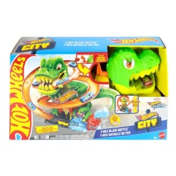 Hot wheels City Conjunto de Juego T-Rex Batalla en Llamas con Coche Metálico Escala 1:64 y Dinosaurio Enemigo> Vehículos Y Pistas