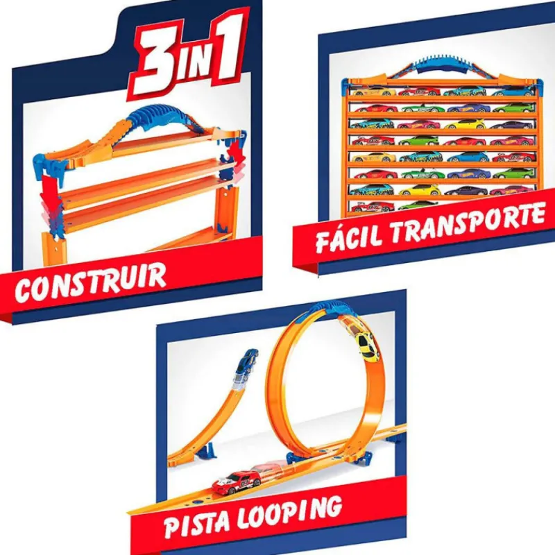 Hot wheels Maletín Portacoches 3 en 1> Vehículos Y Pistas