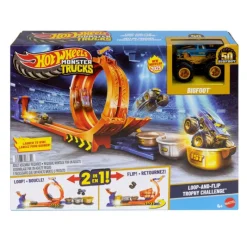 Hot wheels Monster Trucks Trofeo Challenge de Loopings y Giros Bigfoot Conjunto de Pista y Camión, Conjunto de Juego> Vehículos Y Pistas