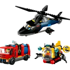 Lego City Great Vehicles Remix: Helicóptero, Camión de Bomberos y Submarino - 60462> Construcción