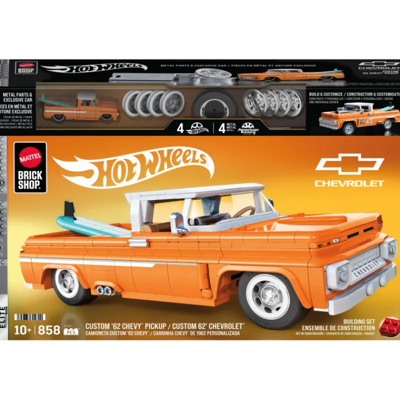 Otras marcas Mattel Brick Shop Hot Wheels Camioneta Custom 62 Chevy con 858 piezas> Construcción|Fan Zone