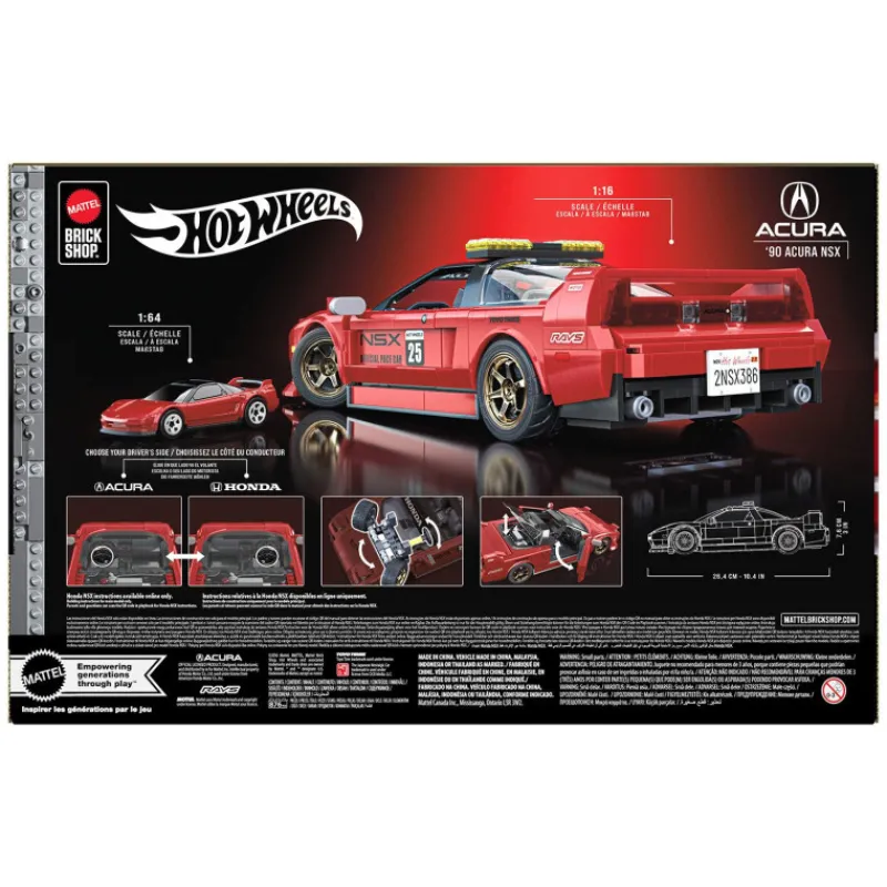 Hot wheels Mattel Brick Shop 90 Acura NSX Elite Series 876 piezas> Construcción|Fan Zone