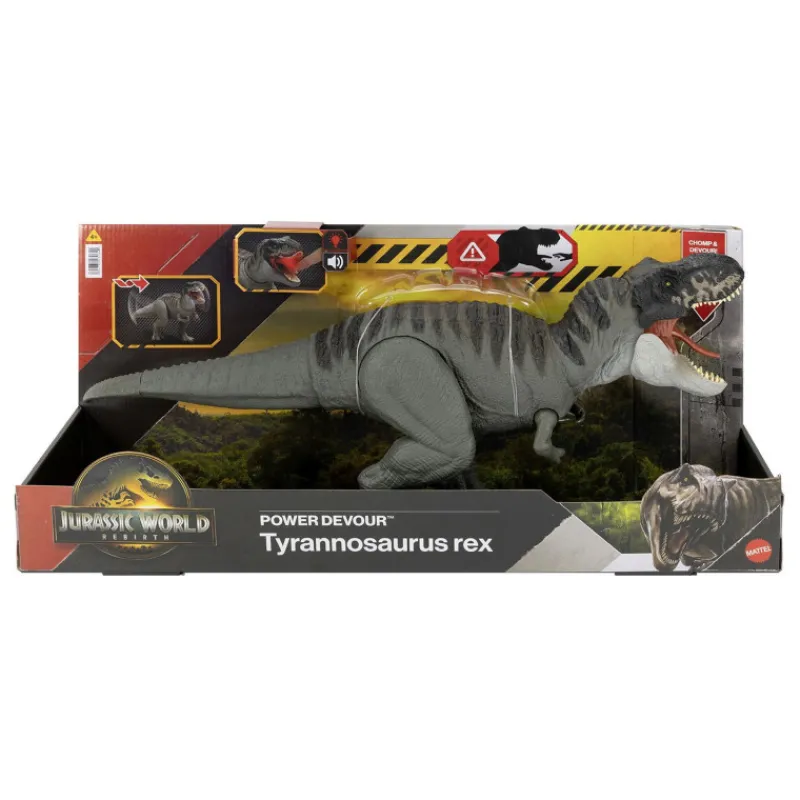 Jurassic world Mattel Rebirth Figura de Tiranosaurio Rex Power Devour con Luces, Sonidos y Mordiscos Continuos> Figuras Acción