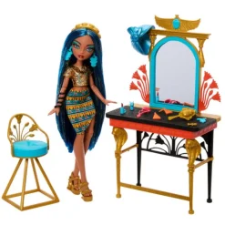 Monster high Conjunto Self-Scare Day con Muñeca Cleo De Nile con Tocador> Muñecas