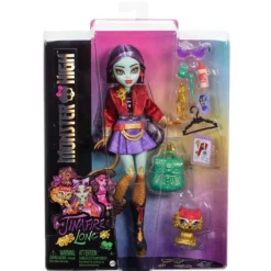 Monster high Jinafire Long Muñeca, Chica Dragón con Perrito Mascota Cloudy Yun Yun y 7 Accesorios> Muñecas