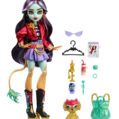 Monster high Jinafire Long Muñeca, Chica Dragón con Perrito Mascota Cloudy Yun Yun y 7 Accesorios><noscript><img width=