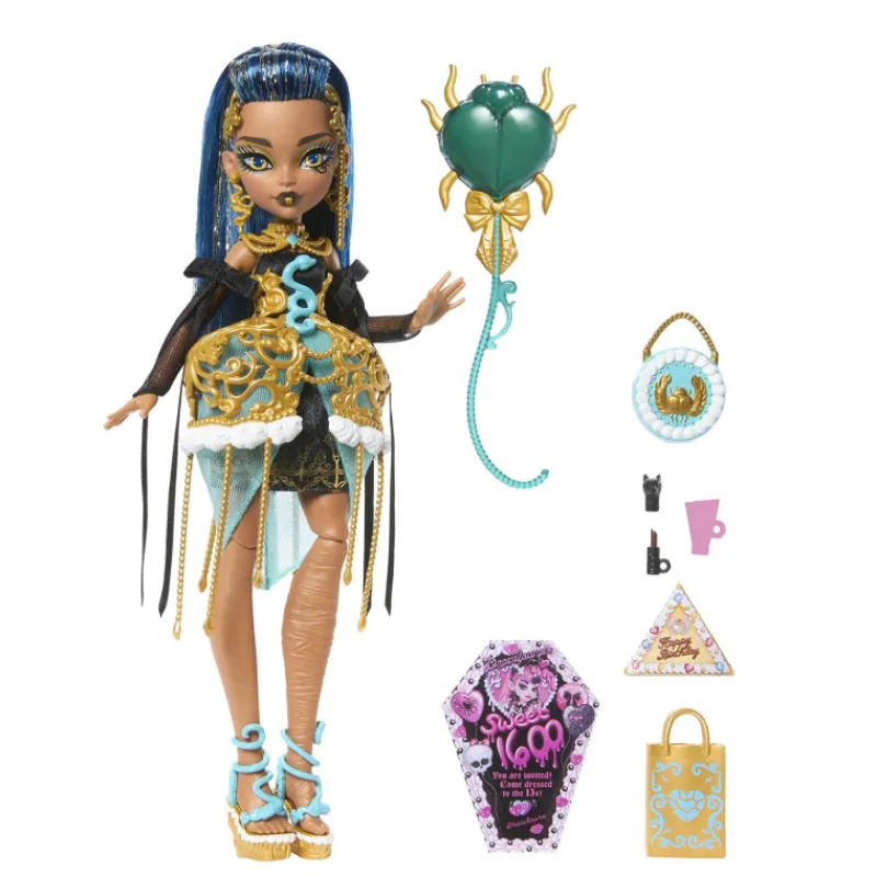 Monster high Muñeca Cleo de Nile de la Colección Cumplespantos con Vestido de Fiesta> Muñecas