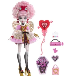 Monster high Muñeca Cupid Asteria de la Colección Cumplespantos con Vestido de Fiesta><noscript><img width=