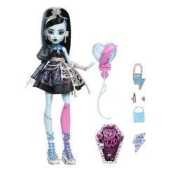 Monster high Muñeca Frankie Stein de la Colección Cumplespantos con Vestido de Fiesta Negro> Muñecas
