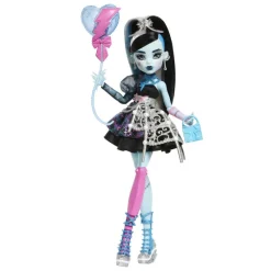Monster high Muñeca Frankie Stein de la Colección Cumplespantos con Vestido de Fiesta Negro><noscript><img width=
