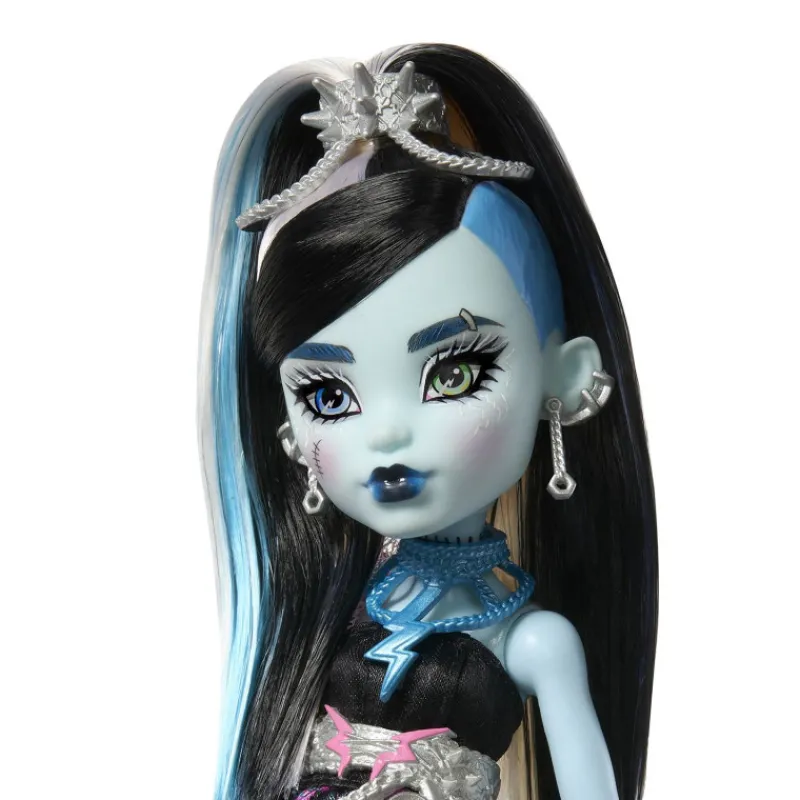 Monster high Muñeca Frankie Stein de la Colección Cumplespantos con Vestido de Fiesta Negro> Muñecas