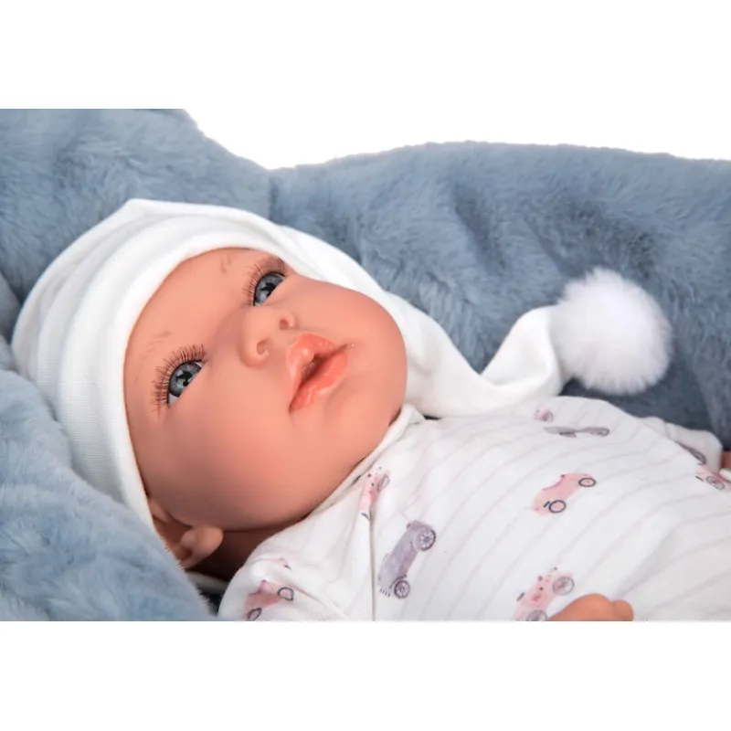 Munecas arias Muñeca Arias Andie Azul con Cuna 40 cm> Muñecas