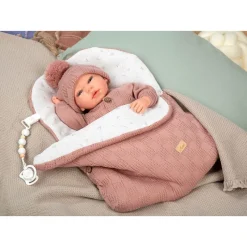 Munecas arias Mueñcas Arias Reborn Elba Rosa con Saco de Dormir 40 cm><noscript><img width=