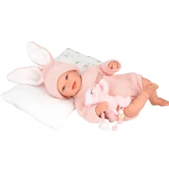 Munecas arias Mueñcas Arias Reborn Lucía con Cojín y Peluche 45 cm> Muñecas