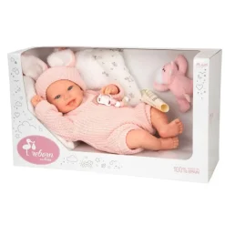 Munecas arias Mueñcas Arias Reborn Lucía con Cojín y Peluche 45 cm> Muñecas