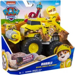 Paw patrol Camión-Excavadora Rescue Wheels Bulldozer y Figura de Rubble> Figuras Acción|Vehículos Y Pistas