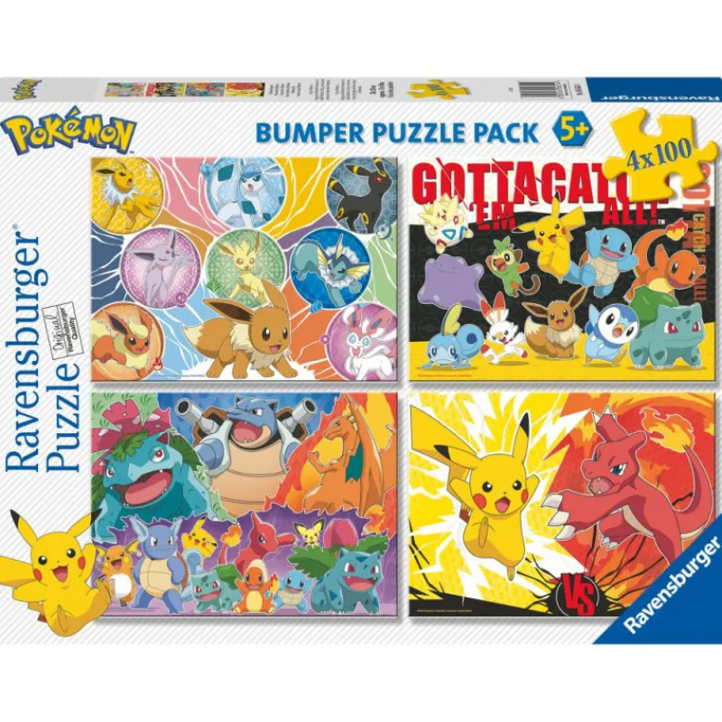 Pokemon Ravensburger Puzzle 4 x 100 Piezas Pokémon Bumper Pack> Puzzles