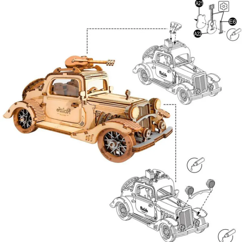 Otras marcas Robotime Coche Vintage Maqueta de Madera> Construcción|Fan Zone
