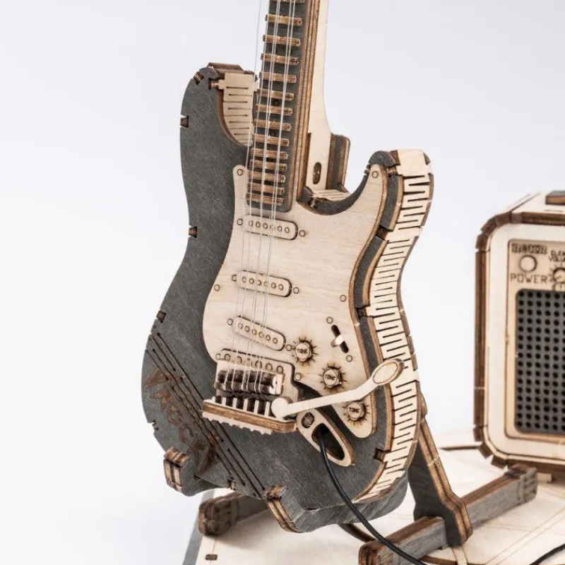 Robotime Guitarra Eléctrica con Amplificador Maqueta de Madera> Construcción|Fan Zone