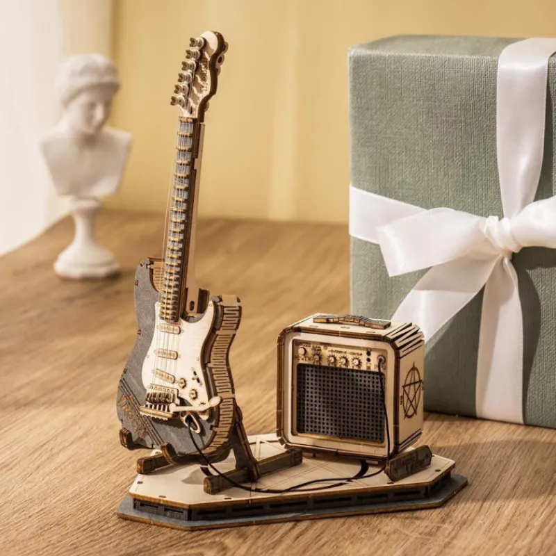 Robotime Guitarra Eléctrica con Amplificador Maqueta de Madera> Construcción|Fan Zone