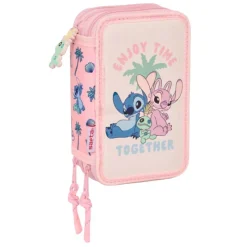 Disney Stitch Beach Plumier Triple 37 Piezas> Vuelta Al Cole